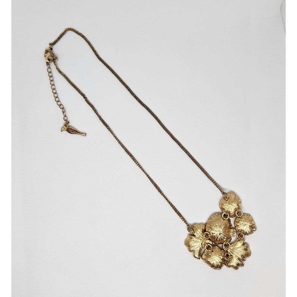 RARE Chloe + Isabel Curled Leaf Long Cluster Necklace Worn 12K Gold-Plated N163G